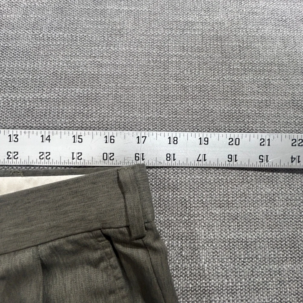 Unbranded Pleated Dress Pants Mens 37x27 Olive Green Gray Excellent Relaxed Fit‎